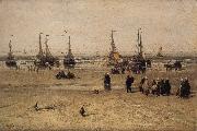 Flat-bottomed Fishing Pinks and Fisherfolk at Scheveningen Hendrik Willem Mesdag